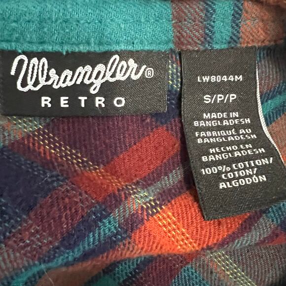 Wrangler Retro Plaid Button Up Long Sleeve Shirt Size Small - Picture 7 of 7